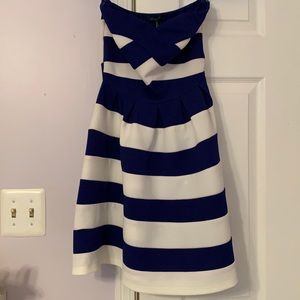 Strapless Blue Striped Dress